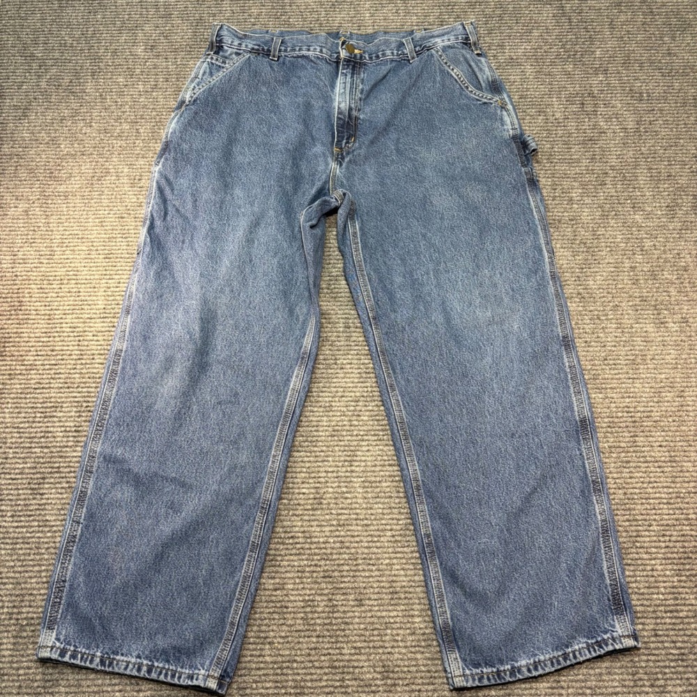 Carhartt B13 DST Mens Original Dungaree Fit Work Jeans Blue Denim 38x30(fits 28)